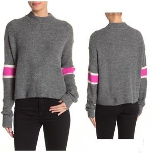 John & Jenn Varsity Stripe Mock Neck Sweater